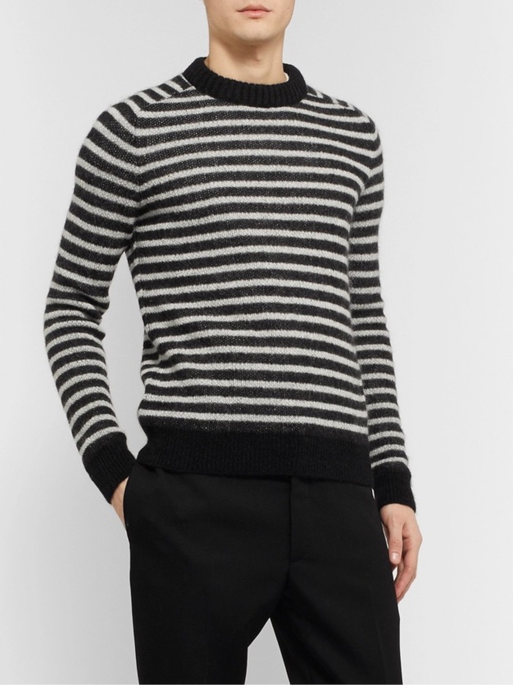 Saint Laurent Striped Mohair-Blend Sweater